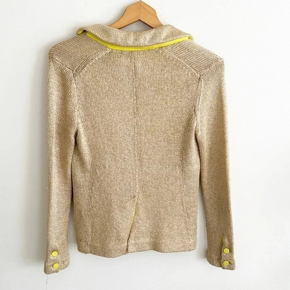 3.1 Phillip Lim gold yellow shimmer metallic long sleeve blazer sweater cardigan - Picture 4 of 6